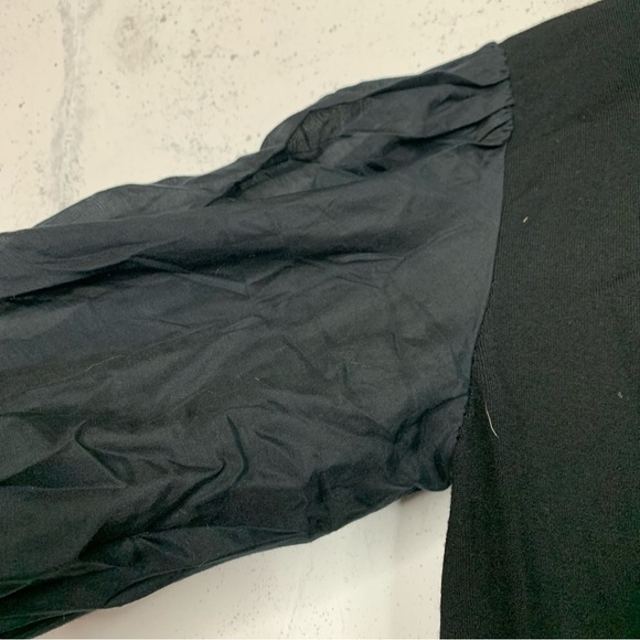 Alice + Olivia Kirie Poet Balloon Sleeve Silk Black Blouse Top Size Large - Picture 7 of 11